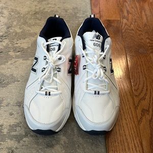 New Balance Men’s 608 Trainers. Style MX608v5, size 15, white with navy.